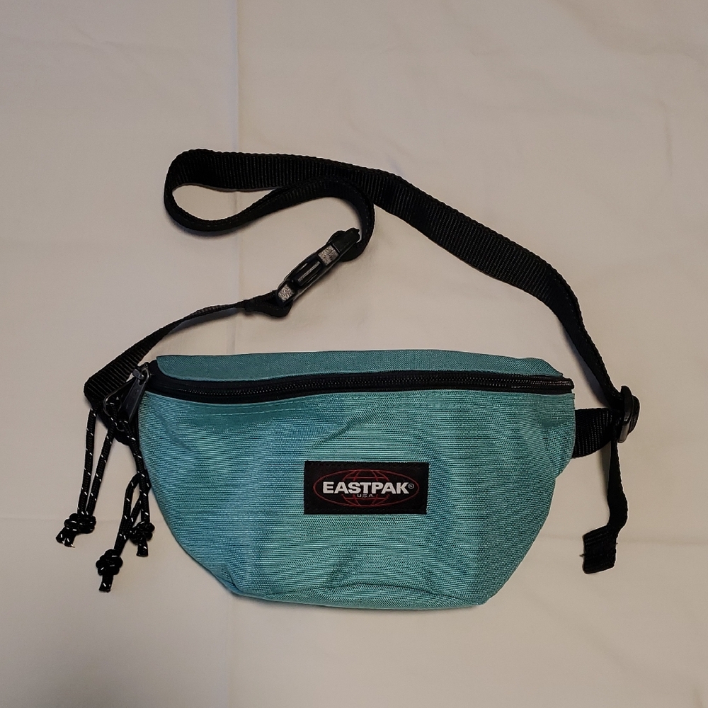 Eastpak Waist Bag/ Funny Bag/ Bum Bag with Black Strap, Aqua
